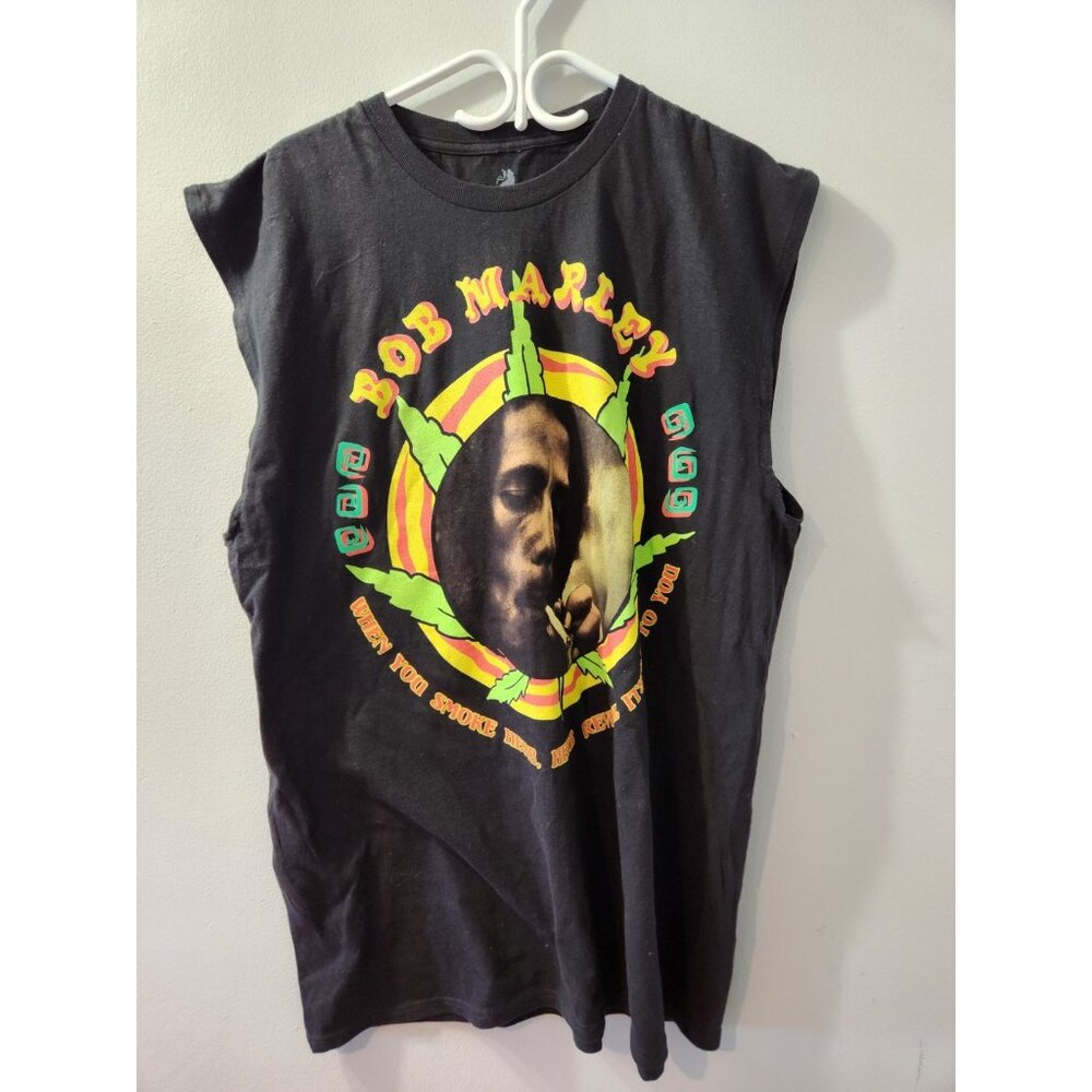 Bob Marley Zion Rootswear No Sleeves Black T-Shirt  XL Pre-Owned